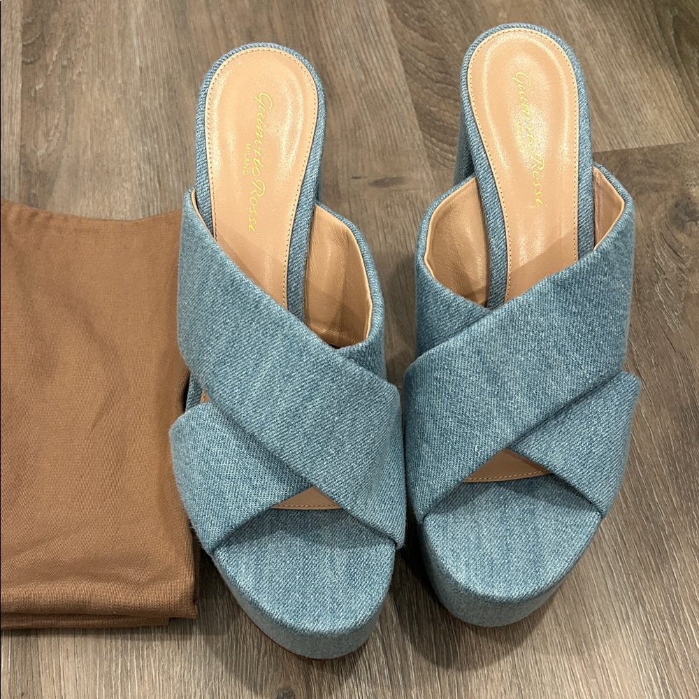 Gianvito Rossi Blue Denim Platform Sandals